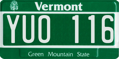 VT license plate YUO116