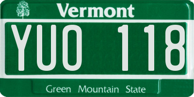 VT license plate YUO118