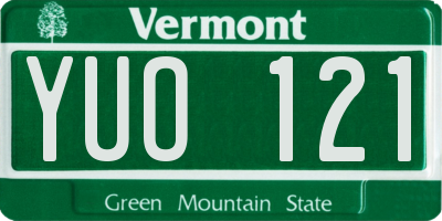 VT license plate YUO121