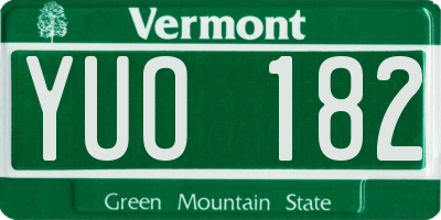 VT license plate YUO182