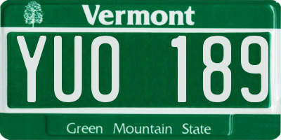 VT license plate YUO189