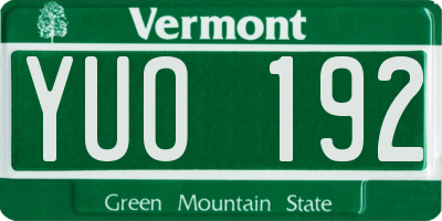 VT license plate YUO192