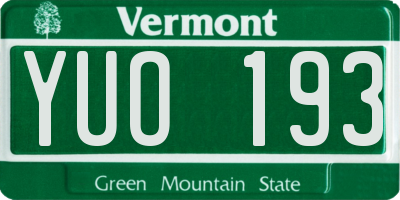 VT license plate YUO193