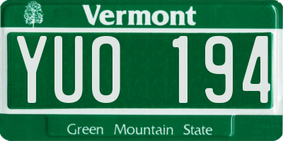 VT license plate YUO194