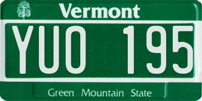 VT license plate YUO195