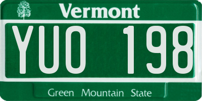 VT license plate YUO198