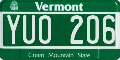 VT license plate YUO206