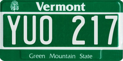 VT license plate YUO217
