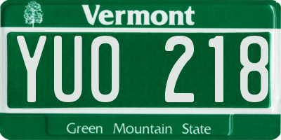 VT license plate YUO218