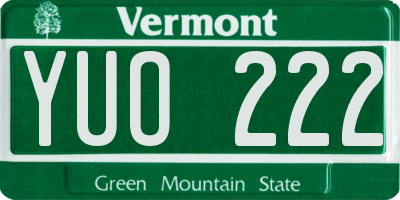 VT license plate YUO222