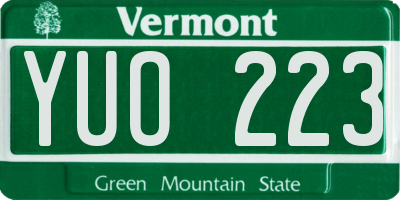 VT license plate YUO223