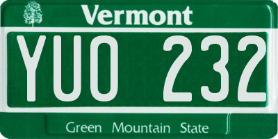 VT license plate YUO232