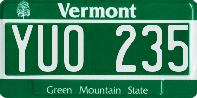 VT license plate YUO235