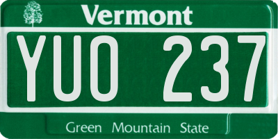 VT license plate YUO237