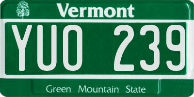 VT license plate YUO239