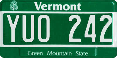 VT license plate YUO242
