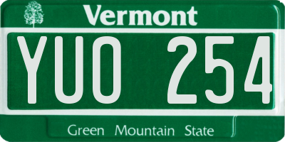 VT license plate YUO254