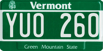 VT license plate YUO260