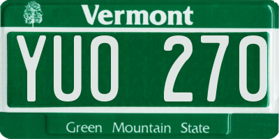 VT license plate YUO270