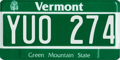 VT license plate YUO274