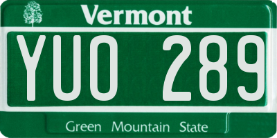 VT license plate YUO289