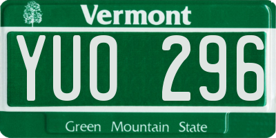 VT license plate YUO296
