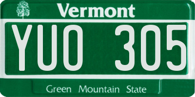VT license plate YUO305