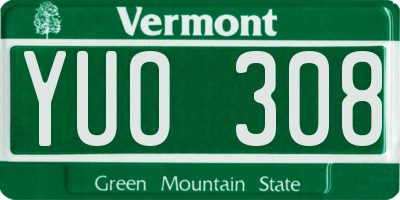 VT license plate YUO308