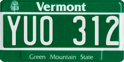 VT license plate YUO312