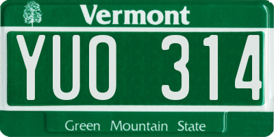 VT license plate YUO314