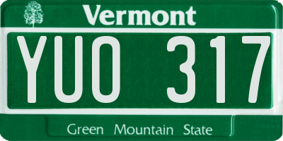 VT license plate YUO317