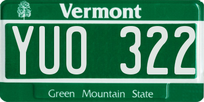 VT license plate YUO322