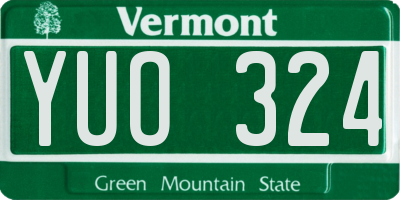 VT license plate YUO324