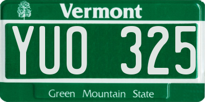 VT license plate YUO325