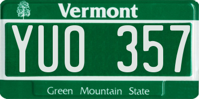 VT license plate YUO357