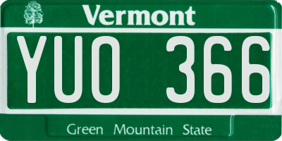 VT license plate YUO366