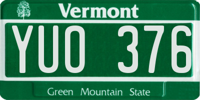 VT license plate YUO376