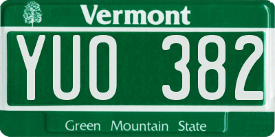 VT license plate YUO382