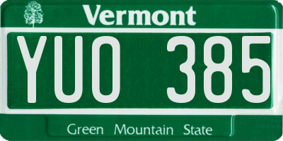 VT license plate YUO385