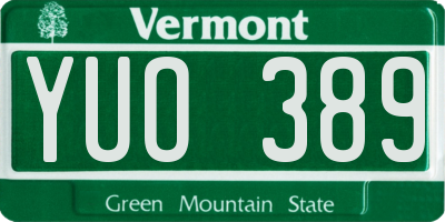 VT license plate YUO389