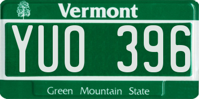 VT license plate YUO396