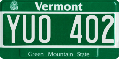 VT license plate YUO402