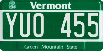 VT license plate YUO455