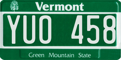 VT license plate YUO458