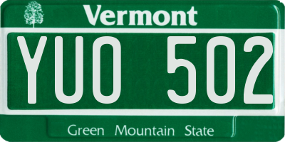 VT license plate YUO502