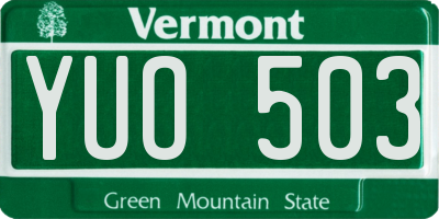 VT license plate YUO503