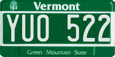VT license plate YUO522