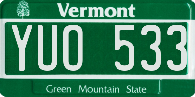 VT license plate YUO533