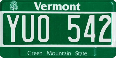 VT license plate YUO542