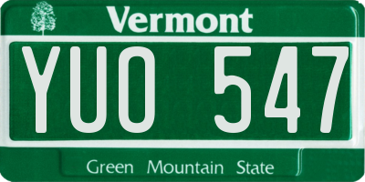 VT license plate YUO547